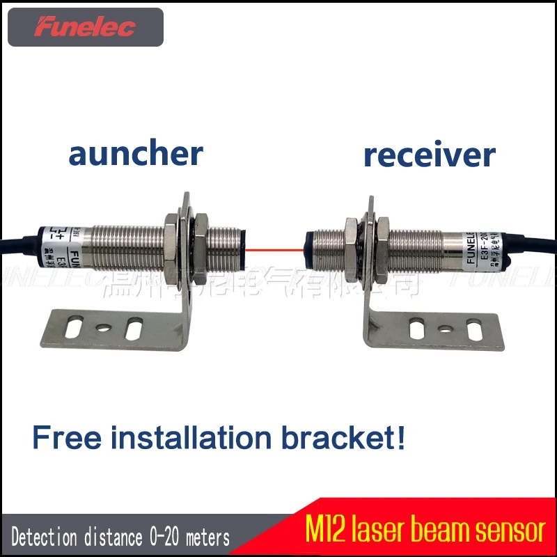 Laser beam sensor NPN PNP Infrared Sensitivity Adjustable Long Distance Measuring Sensor Photoelectric Sensor Photocell Switch