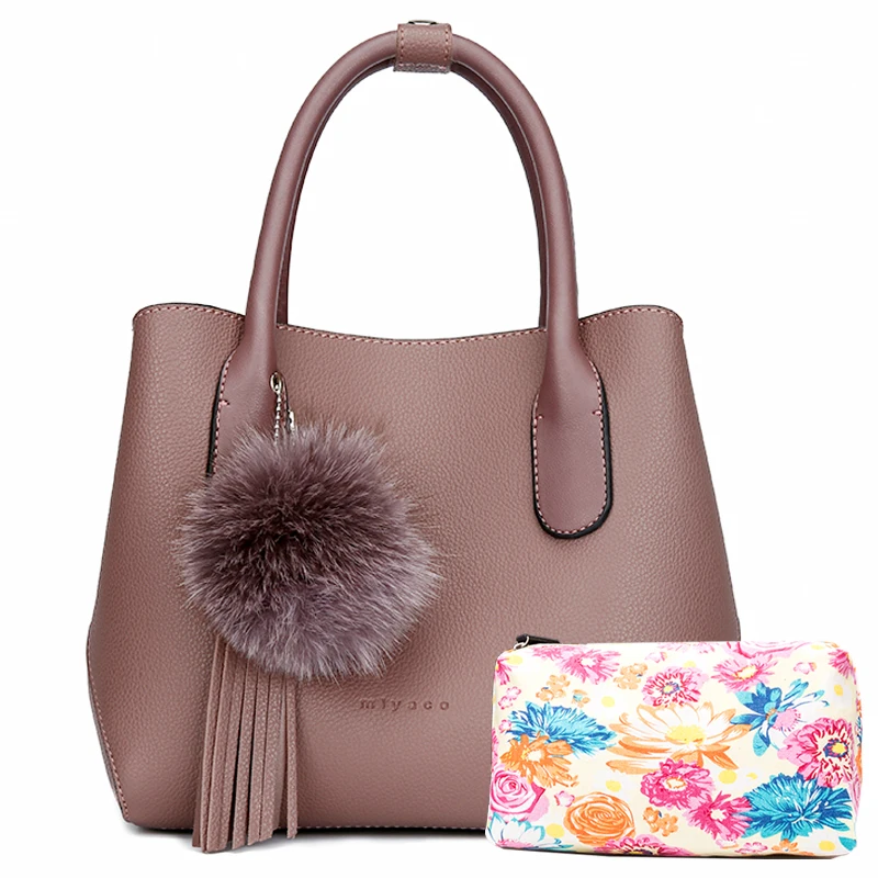 MIYACO Women's Handbags Brand Ladies Bags Totes Female Messenger Bag Casual Hand Bag Set with Floral Pouch