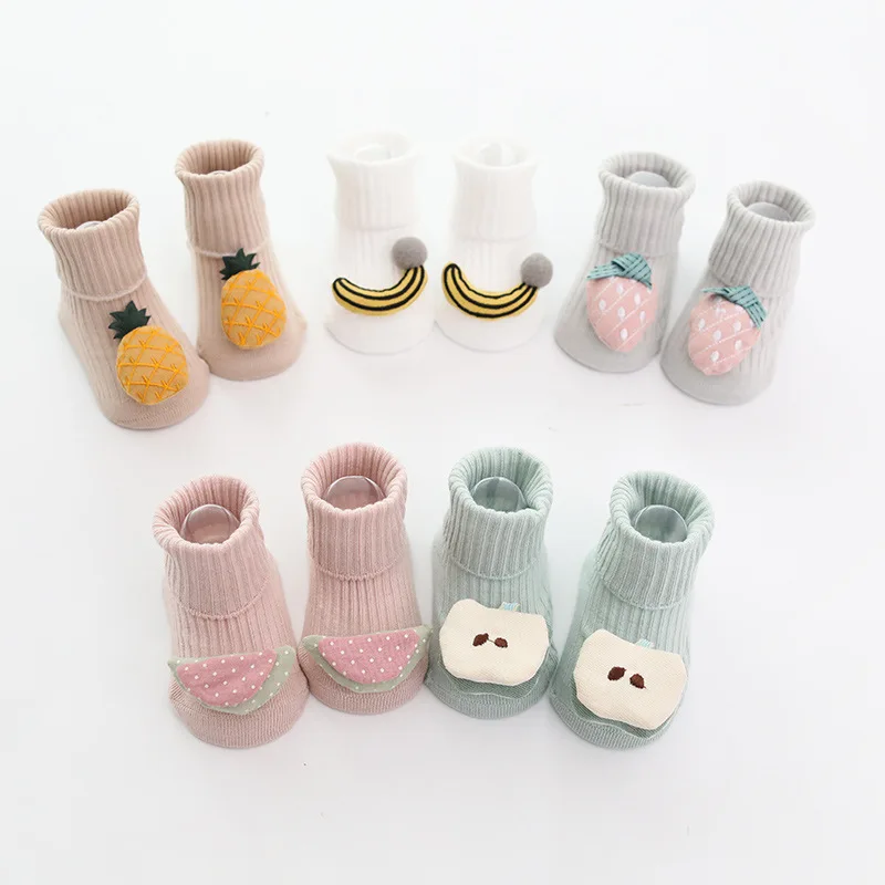 С рисунками фруктов детские носки нескользящие носки для новорожденных; для младенцев; для девочек и мальчиков вещи крошечные хлопковые милые весенние высокое качество