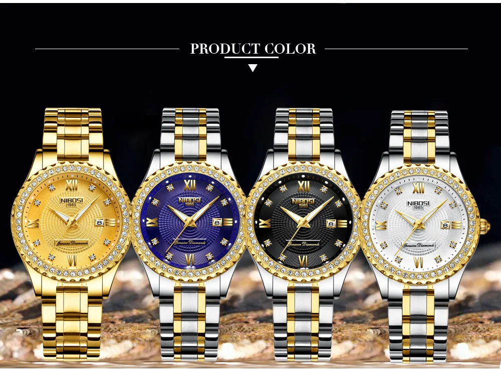 Relogio Feminino NIBOSI  Brand Luxury Women Watches Waterproof Lady Watches 2018 With Crystal Quartz Watches Women Gold  Clock   (8)