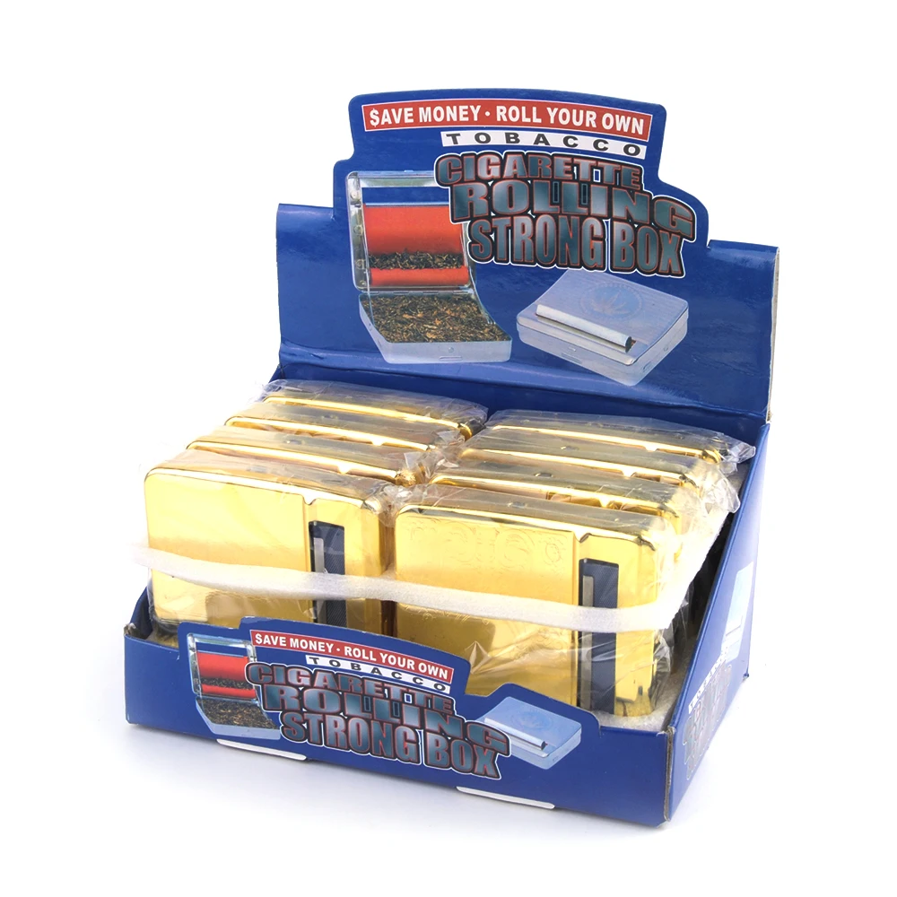 8 шт/лот золотистого металла прокатки машина Чехол Коробка курительная труба прокатки машина для 70 мм бумаги сигареты коробка как показано