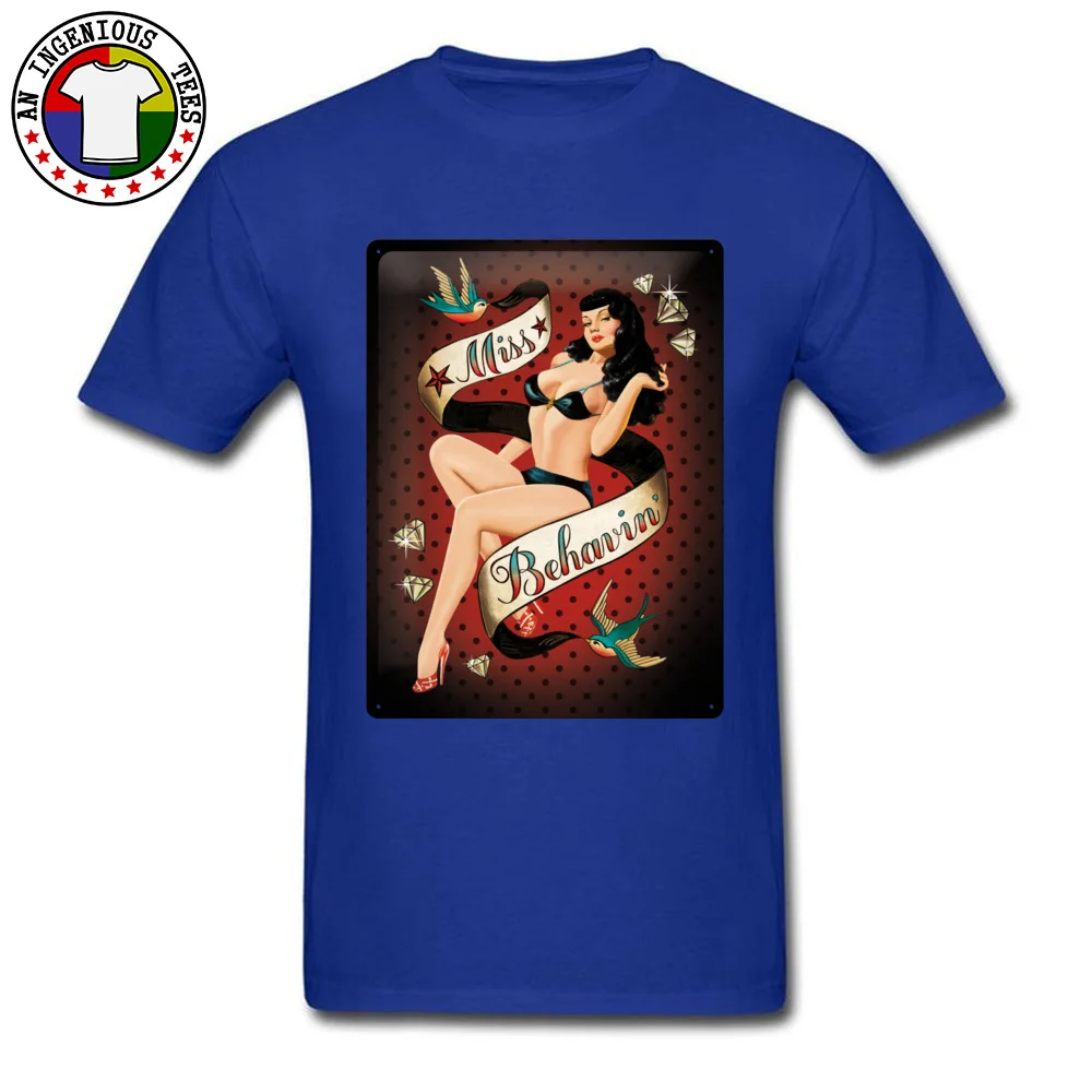 blechschild pin up pageant Casual Lovers Day Cotton Round Collar Men Tees Casual Tops Shirts 2018 Short Sleeve Top T-shirts blechschild pin up pageant blue