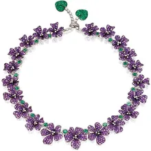 Ожерелье Qi Xuan_Fashion Jewelry_Purple камень маленький цветок Свадебные/вечерние Necklaces_S925 Necklaces_Manufacturer прямые продажи