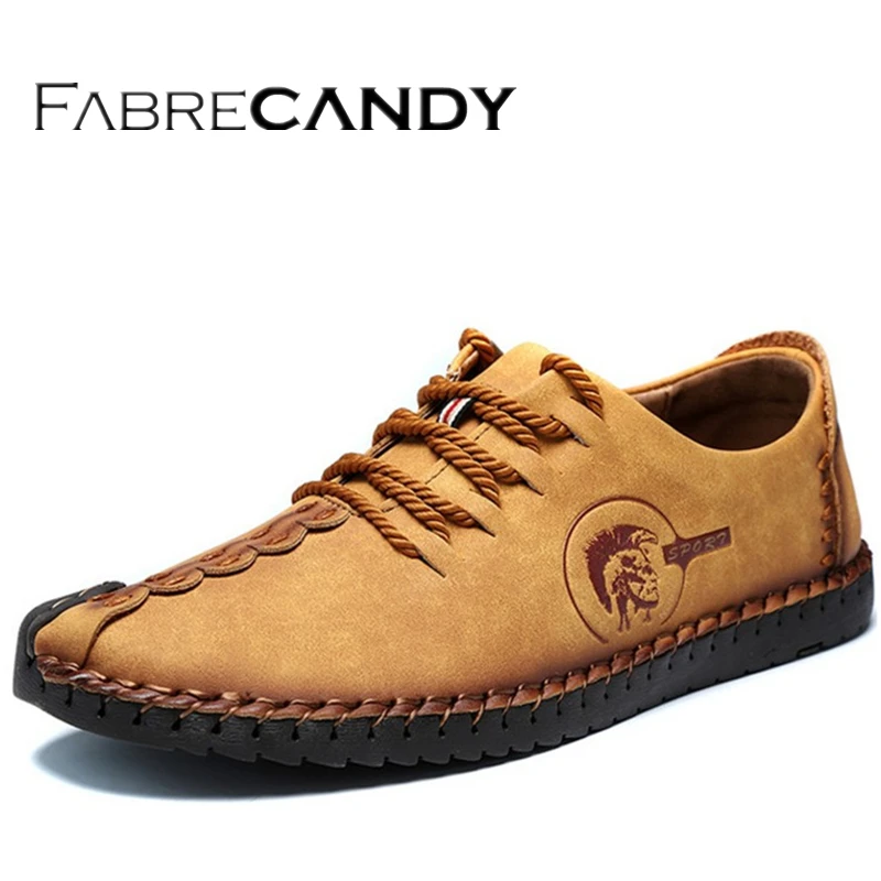 FABRECANDY/2017 кожаная обувь ручной работы, повседневная мужская обувь, модная мужская обувь на плоской подошве, изысканный дизайн, нескользящая