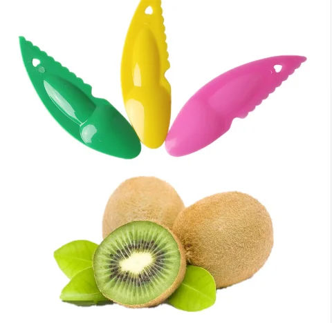 

2 in 1 Kiwi Spoon Plastic Candy Color Kiwi Dig Spoon Scoop f ruit Knife Slicer Peeler Cutter With Hole