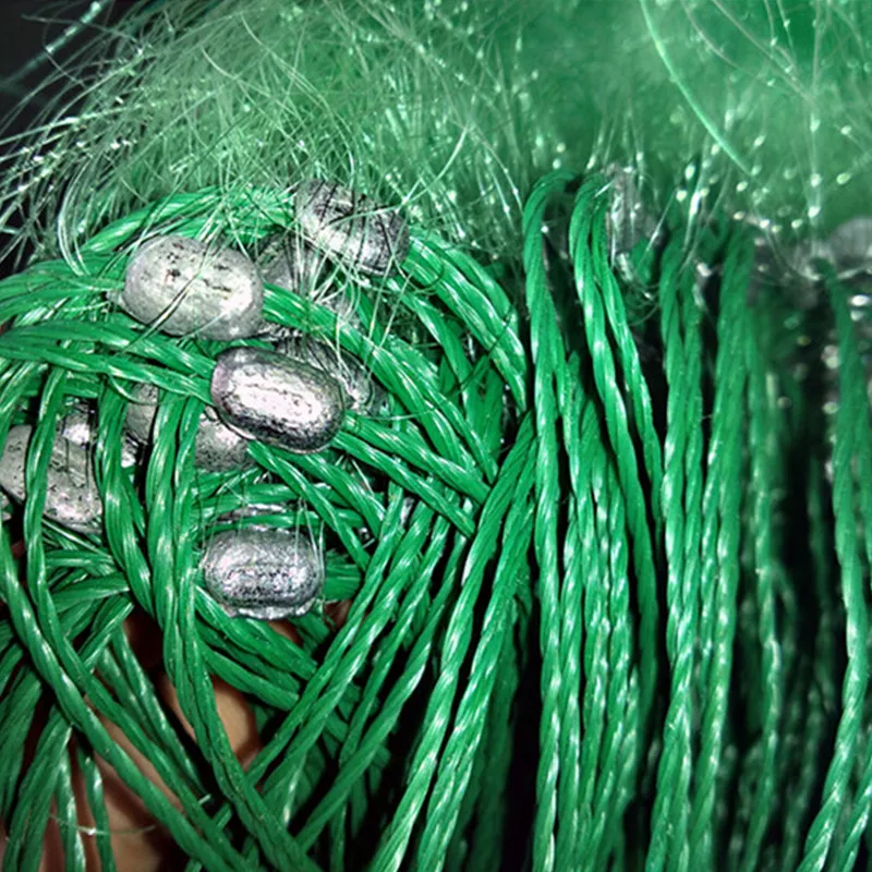 free ship 100M new cast net quality green fish trap three layer sticky fishing net china outdoor pesca fishing network gill net