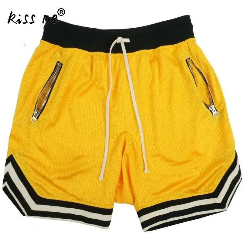 Solid Drawstring Waist Men Running Shorts Gym Shorts Body Building Fitness Shorts With Pocket Shorts Sportswear - Цвет: yellow