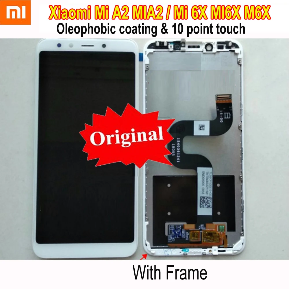 

Original New Best Xiaomi Mi A2 MIA2 LCD Display 10Point Touch Panel Screen Digitizer Assembly Sensor Mi 6X MI6X with Frame