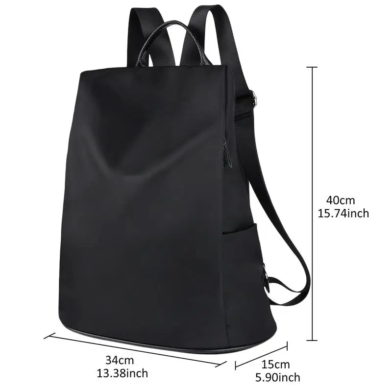 Женский рюкзак с защитой от краж, модные однотонные школьные сумки, рюкзаки для девочек-подростков, черный рюкзак, нейлоновая сумка для книг, Mujeres Mochila