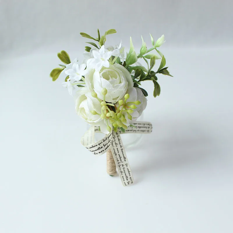 bridesmaid bracelet flower rose wrist corsage wedding silk (19)