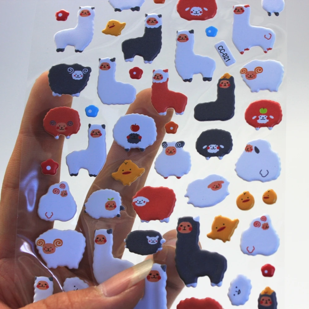 1Sheet Cute Alpaca Diary Decoration Kids Stickers 3D PET bubble stickers Gift Children Toys CC