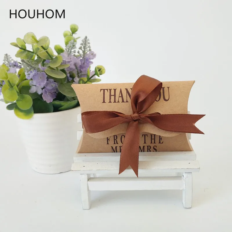 

50pcs Dragee Box Present Pouch Kraft Wedding Favors Gift Candy Boxes Cardboard Box Deco Mariage Gift Bags Wrapping Supplies