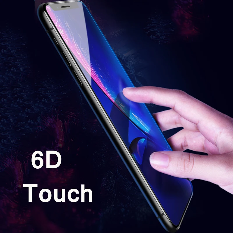 Закаленное стекло 6D для iPhone 7 Plus XR 8 XS MAX 11 Защитное экрана защитное с изогнутыми
