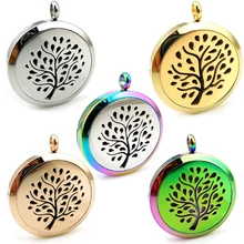 С цепочкой подарок дерево 20 мм, 25 мм, 30 мм Нержавеющая сталь Essential Масла ароматерапия медальон Духи Диффузор Цепочки и ожерелья