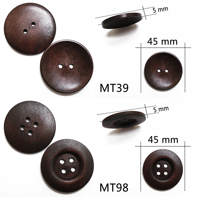 10 шт. круглые пуговицы из натурального дерева 40 мм 45 мм|wooden button 2 holes|wooden buttonswood sewing