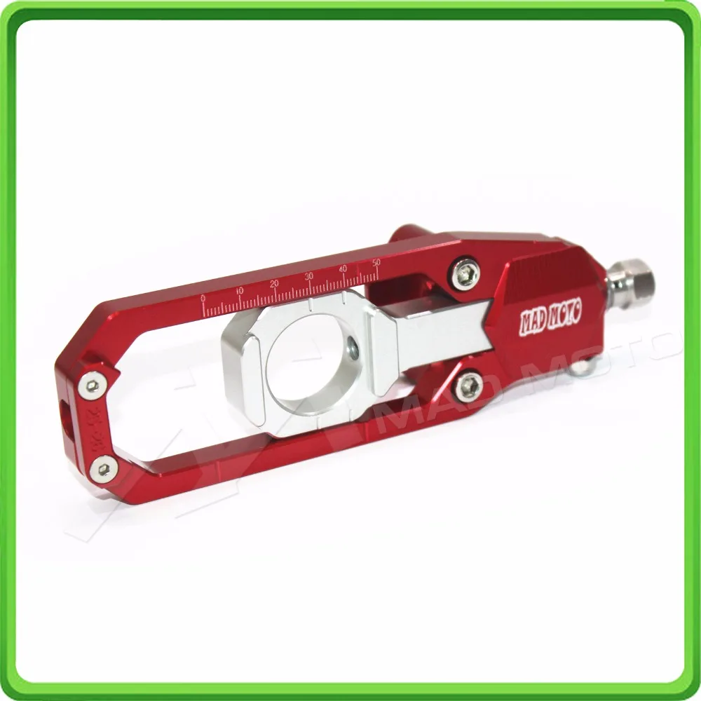 Aluminum motorcycle Chain Tensioner Adjuster fit for YAMAHA R1 YZF R1 2015 2016 2017 YZF-R1 15 16 17 Red & Silver (6)