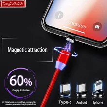 Xianfzeruizhi Магнитный кабель Micro usb type C для iPhone Lightning Кабель 1 м Быстрая зарядка usb type-C Магнитный зарядный кабель для телефона