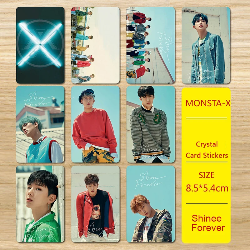 

Youpop KPOP Monsta X Album SHINE FOREVER WONHO I.M Minhyuk Photo Version For Student Card Bus PVC Crystal Card Stickers