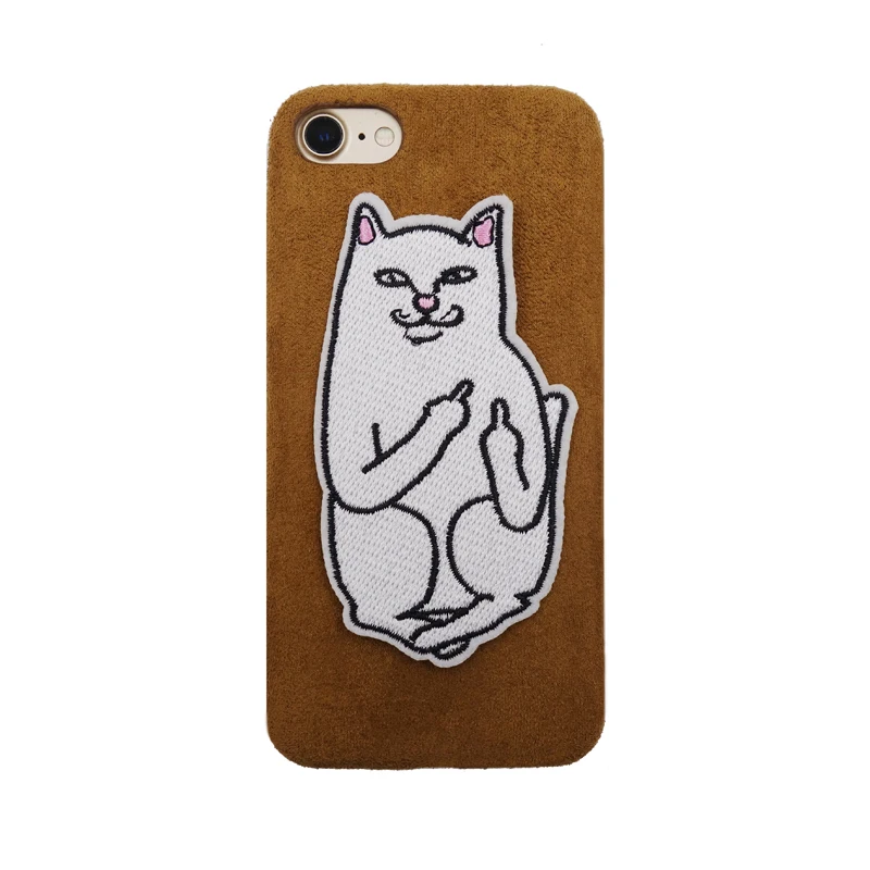 2017 The Newest Luxury skateboard sports pet embroidery patch rock cat winter keep warm matting plush soft tpu case For Iphone | Мобильные