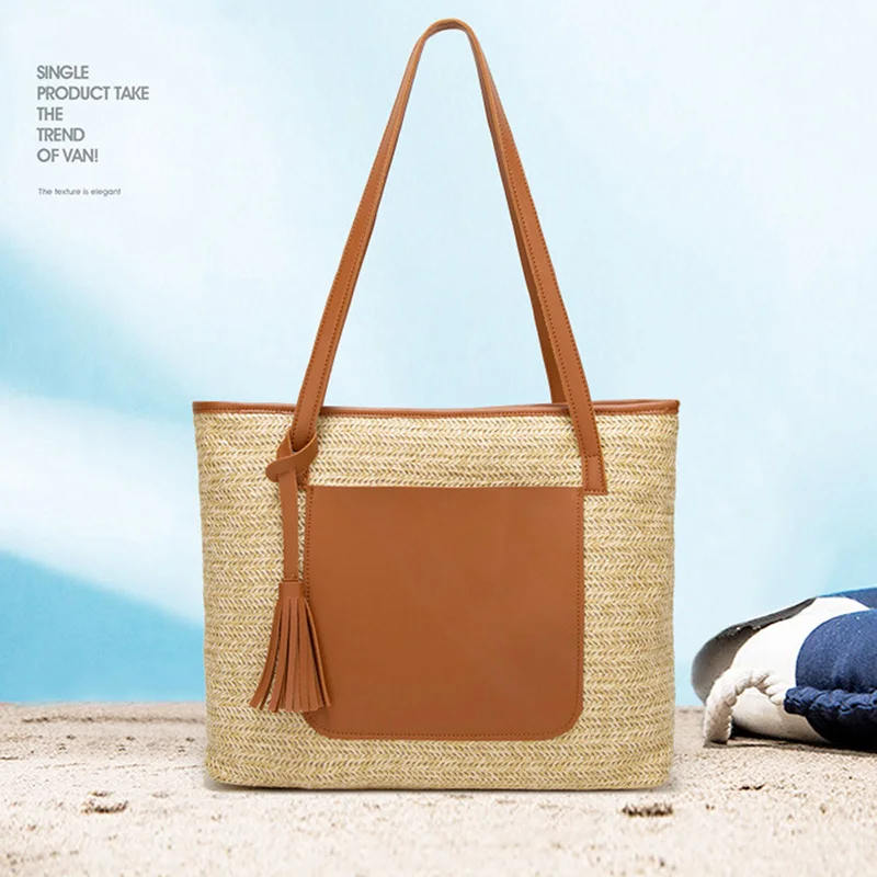 FGGS-бахрома Женская пляжная сумка бохо Холщовая Сумка простая сумка на плечо