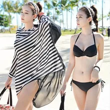 2017 Новый пляж Спорт плавать бикини собрать сексуальный купальник бикини три кусок костюм шифон прикрыть Спа-курорт