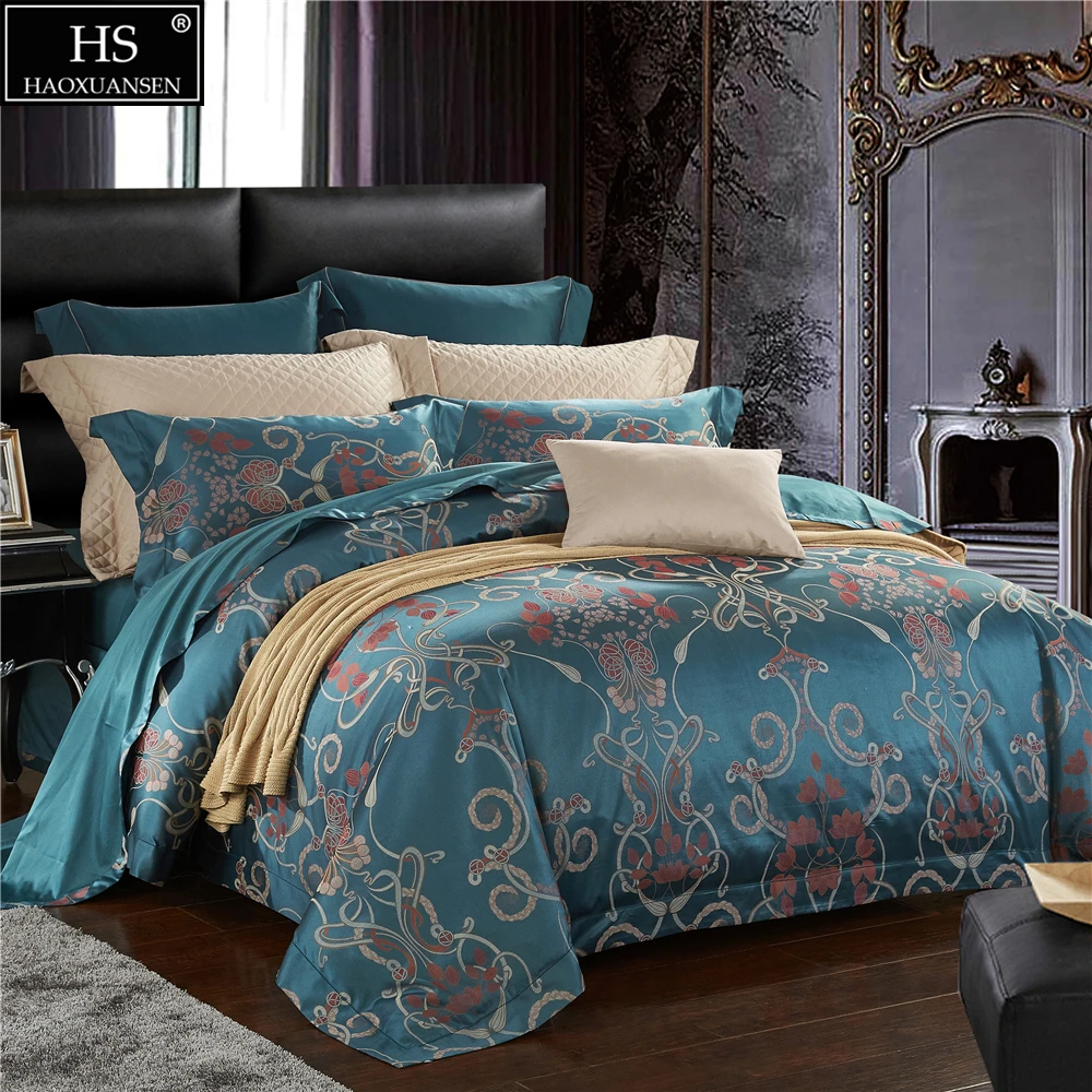 Egyptian Cotton Yarn Dyed Jacquard Rope Leaves Design 4Pcs Bedding set