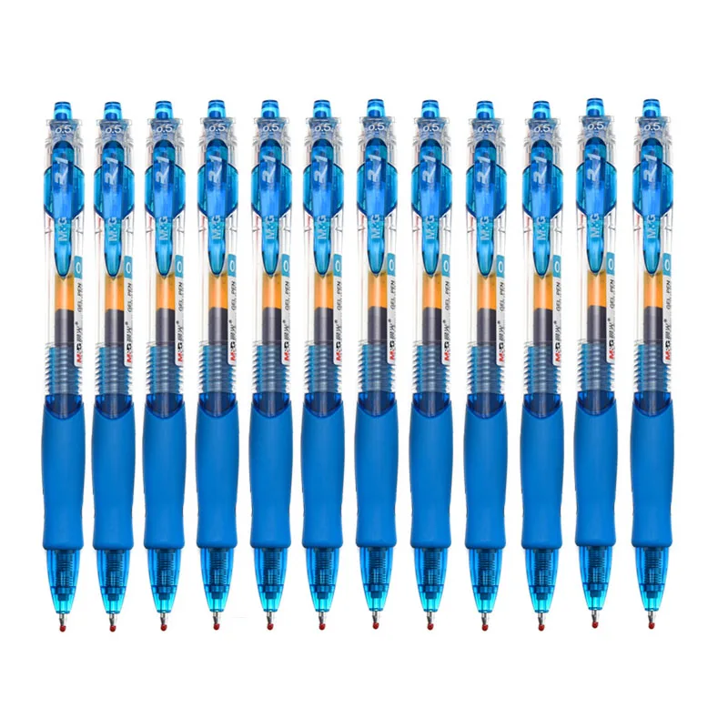 12 шт./кор. M& G GP1008 Творческий пресс ручка 0,5 мм студенческим пакетом office специальный ручка с чернилами стандартных цветов - Цвет: 12pcs   biue