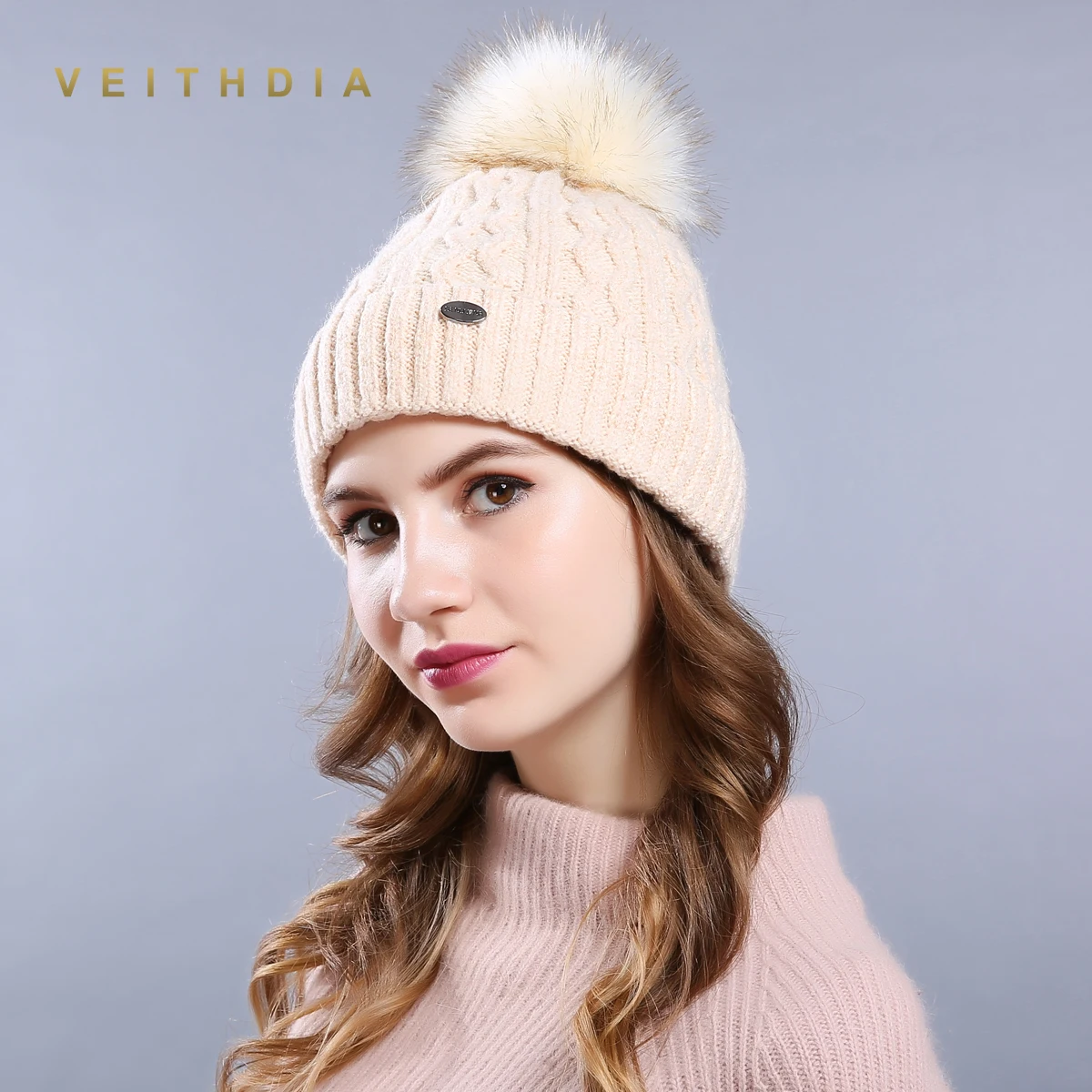 VEITHDIA высокое качество женские зимние шапки Модная вязаная шапка женская для
