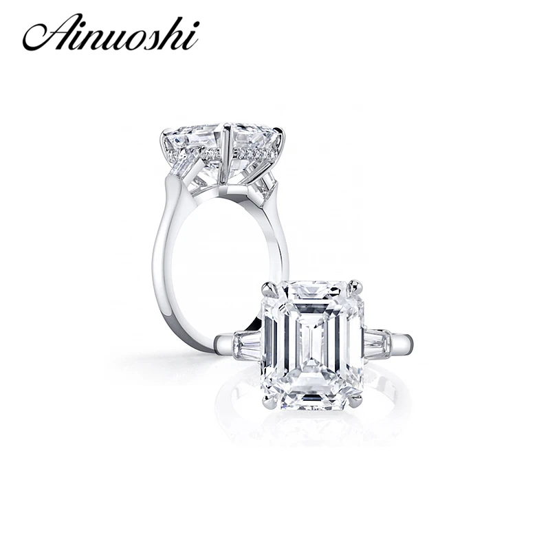 Free Shipping 925 Sterling Silver Ring Size4 10 Classic Emerald Cut SONA NSCD Diamond Fashion Jewelry