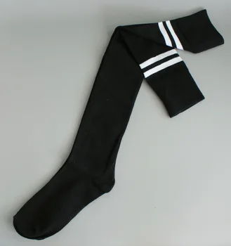 

New over Knee Socks Girls women thigh high stockings preppy black two stripes