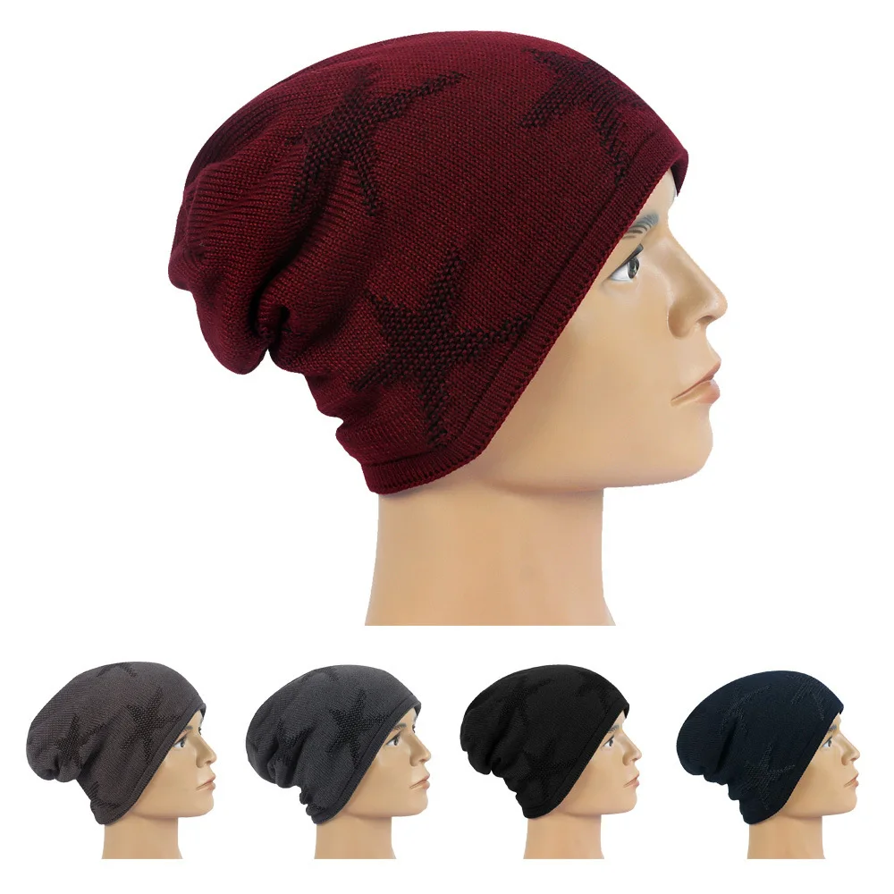 

Autumn And Winter Keep Warm Knitted Hat Five-pointed Star Wool Cap Thicken Plus Velvet Hat 5 Colors 189292