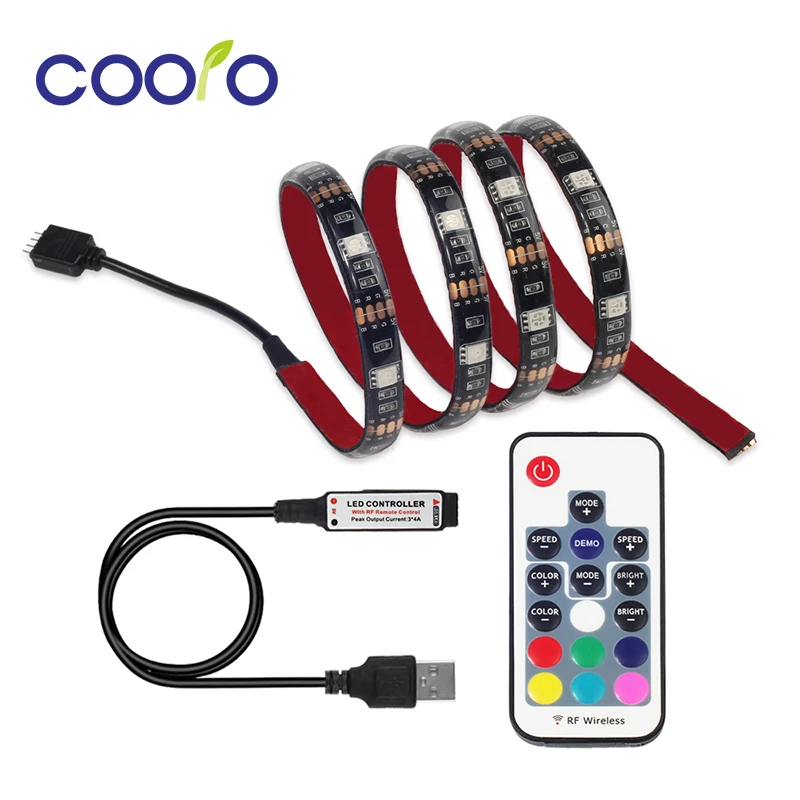 

USB LED Strip 5050 RGB TV Background Lighting Kit Cuttable with 17Key RF Controller 1M/2M Set,Waterproof or Non waterproof