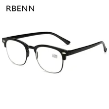 Gafas de lectura clásicas RBENN para hombres y mujeres Retro TR90 medio marco presbicia gafas ultraligeras de lectura + 1,5