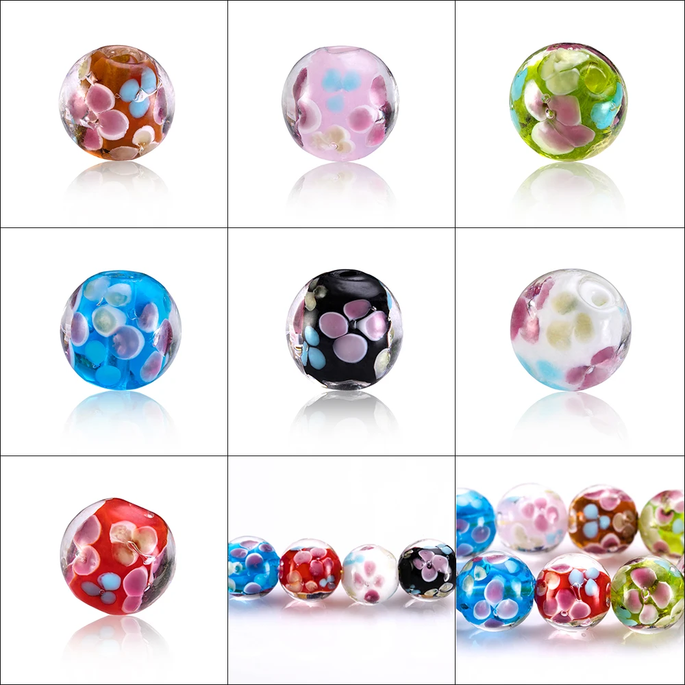 round lampwork beads (16)
