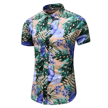 

M-6XL 7XL mens shirts casual slim fit hawaiian shirt men summer shirt new style print short sleeve male shirts big size