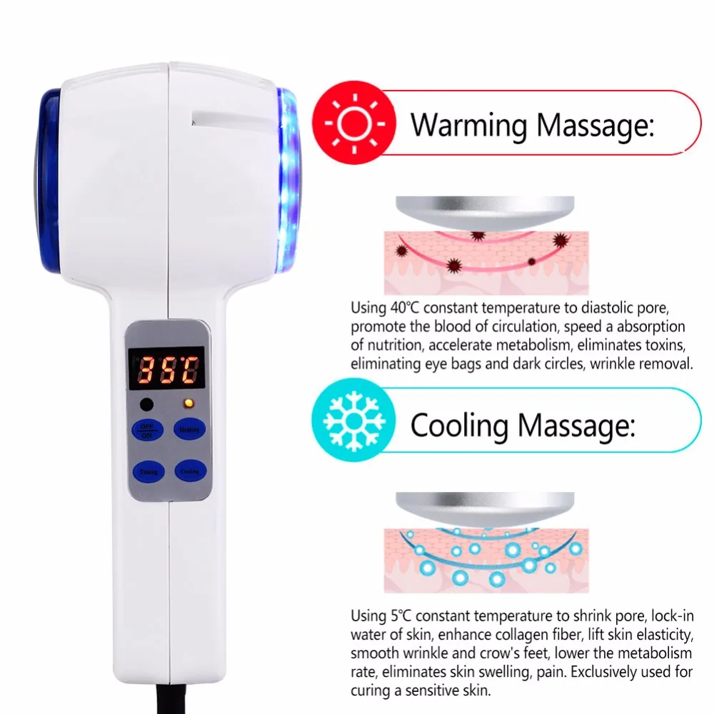 Hot Cold Hammer Beauty Machine Ultrasonic Cryotherapy Blue Photon Light
