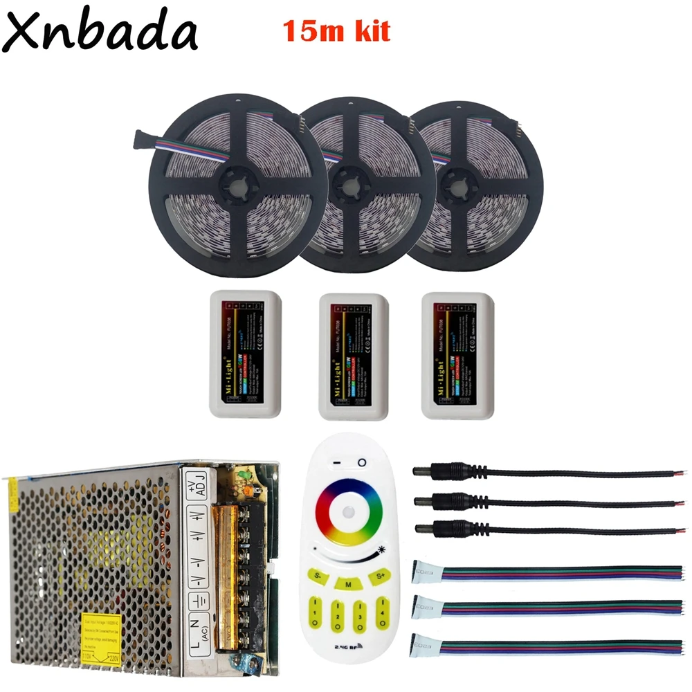 5/10/15/20m 5050 RGBW Led Strip Light DC12V+Mi.light 2.4G Led Controller+Remote Led Controller+12V  - 32741426632