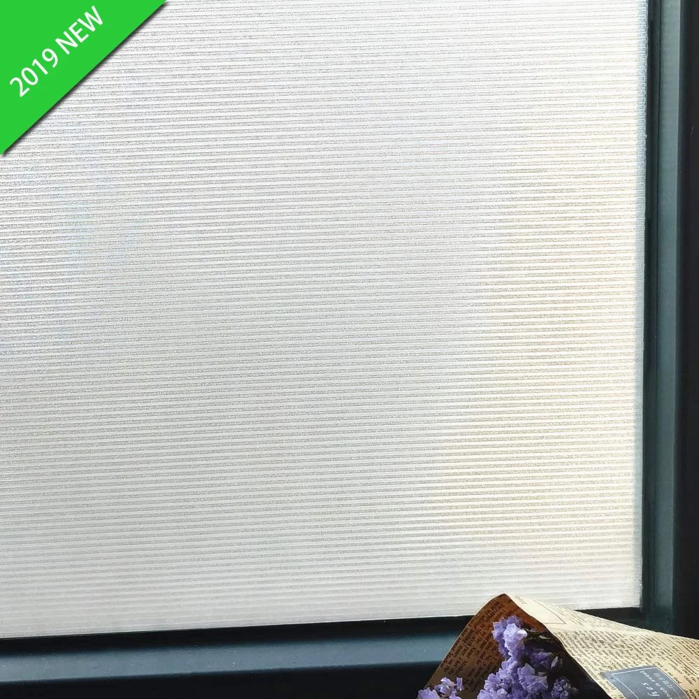 

2019 New Static Self-Adhesive Window Film Shiny Frosted Window Films for Privacy Decorative Striped Window Clings Anti-UV