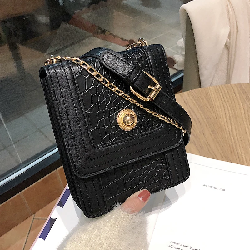 

Luxury Brand Phone bag 2019 Fashion New Quality Leather Women's Designer Handbag Crocodile pattern Chain Shoulder Messenger Bags