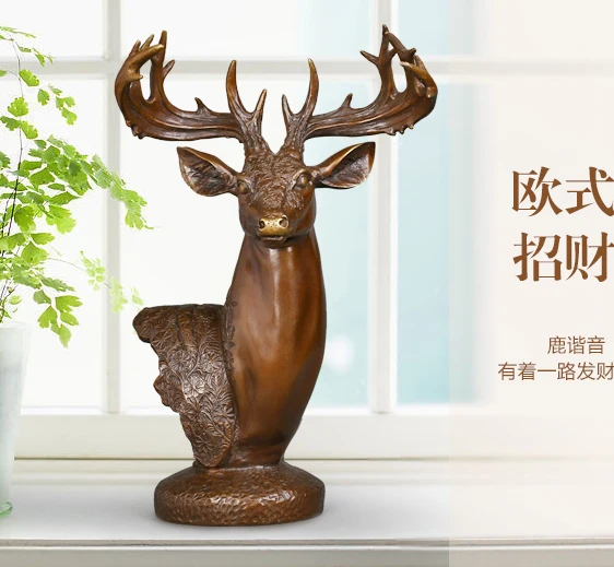 

BEST business gift -33 CM large -Home office Decor deer Bronze art statue Decoration- best birthday gifts