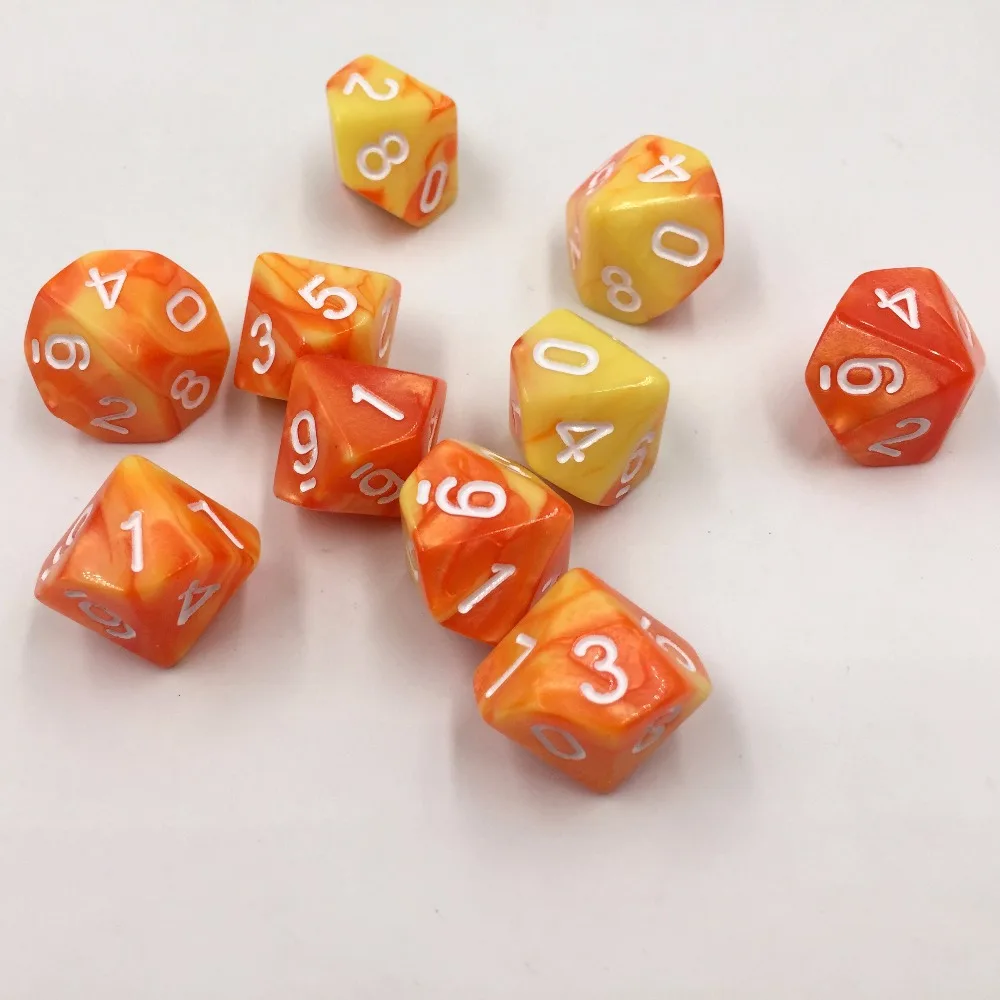 

Rollooo Dice Set of 10 Ten Sided Yellow and Orange Gemini Color Polyhedral DND