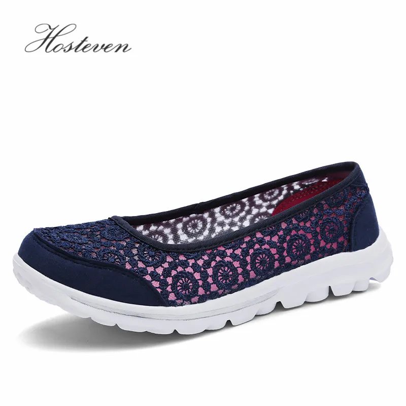 Hosteven Frauen Schuhe Casual Plattform Sneaker Wohnungen Schuhe Mädchen Damen Air Mesh Schuhe Solide Sommer Schuhe Plus 35-42