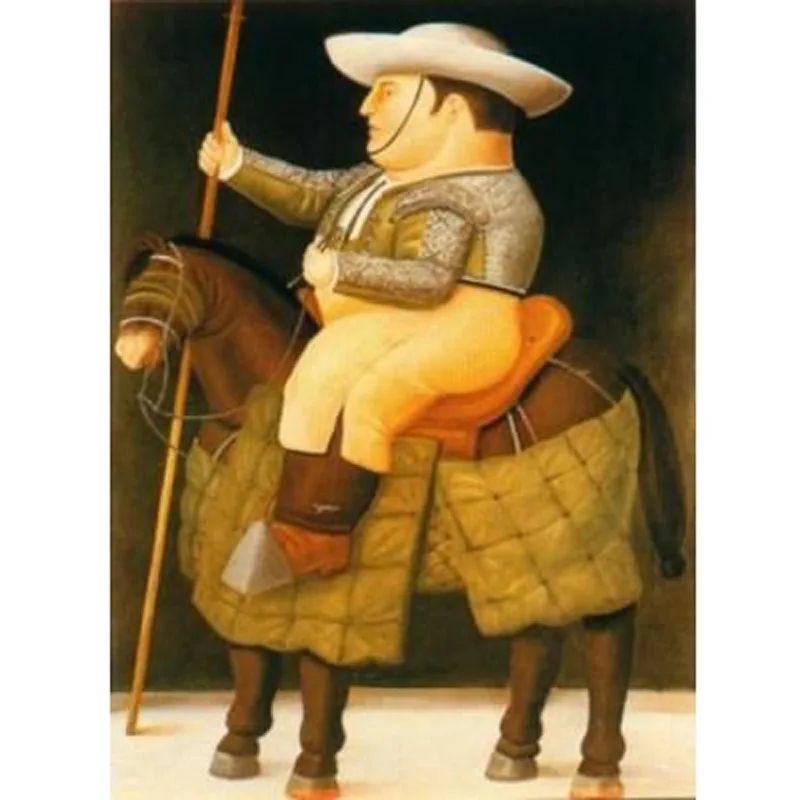 มือทาสีไขมันตัวการ์ตูนศิลปะสมัยใหม่ที่มีคุณภาพสูงเฟอร์นันโดBoteroผ้าใบภาพวาดสีน้ำมันห้องน...