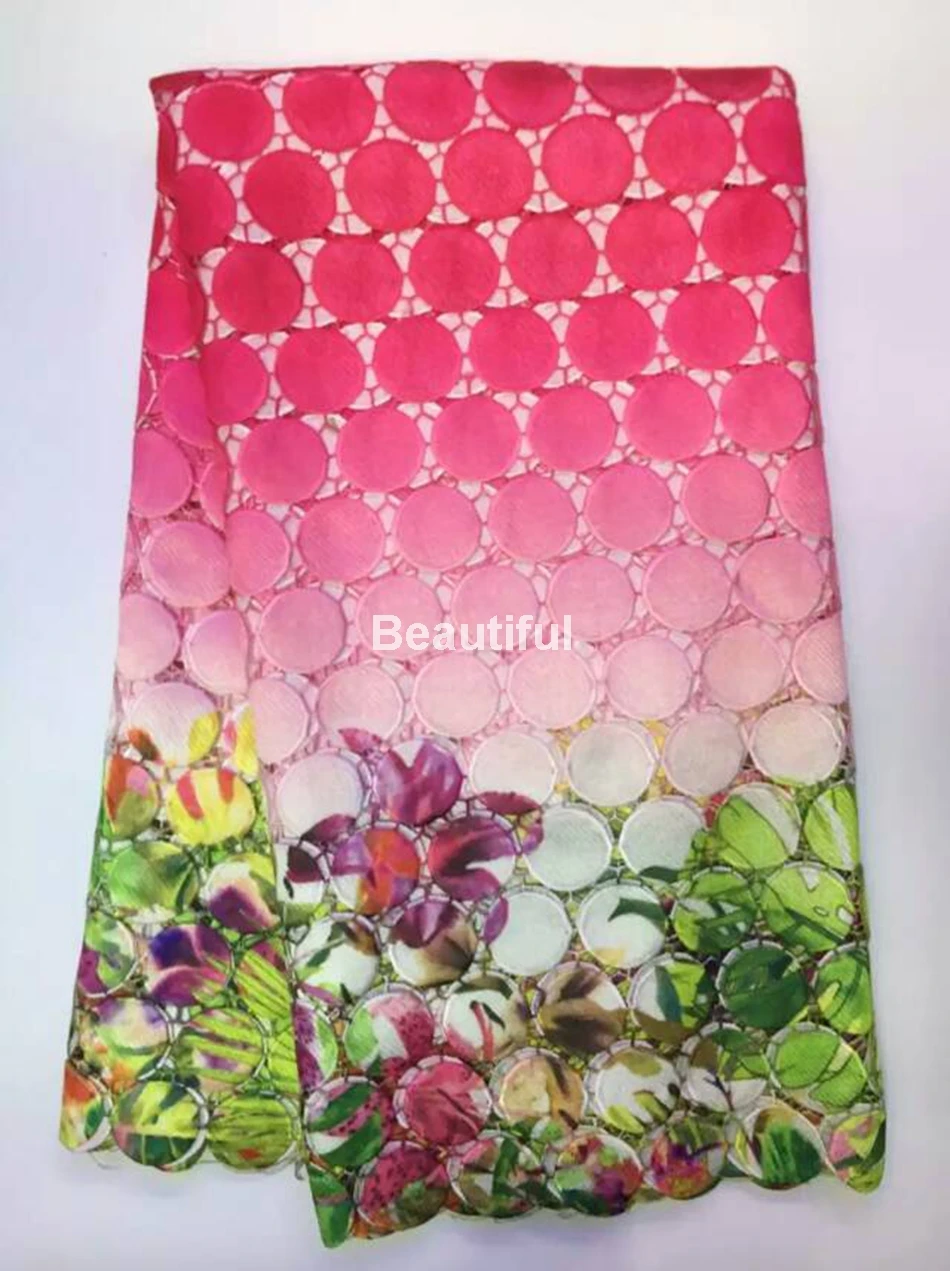 

red High quality fuchsia pink polyester digital printing French net guipure african cord lace faric for wedding/party dress