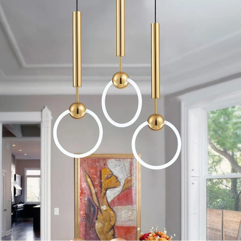 

Post-modern creative hanging rings led chandelier soft design model restaurant cafe lounge chandeliers