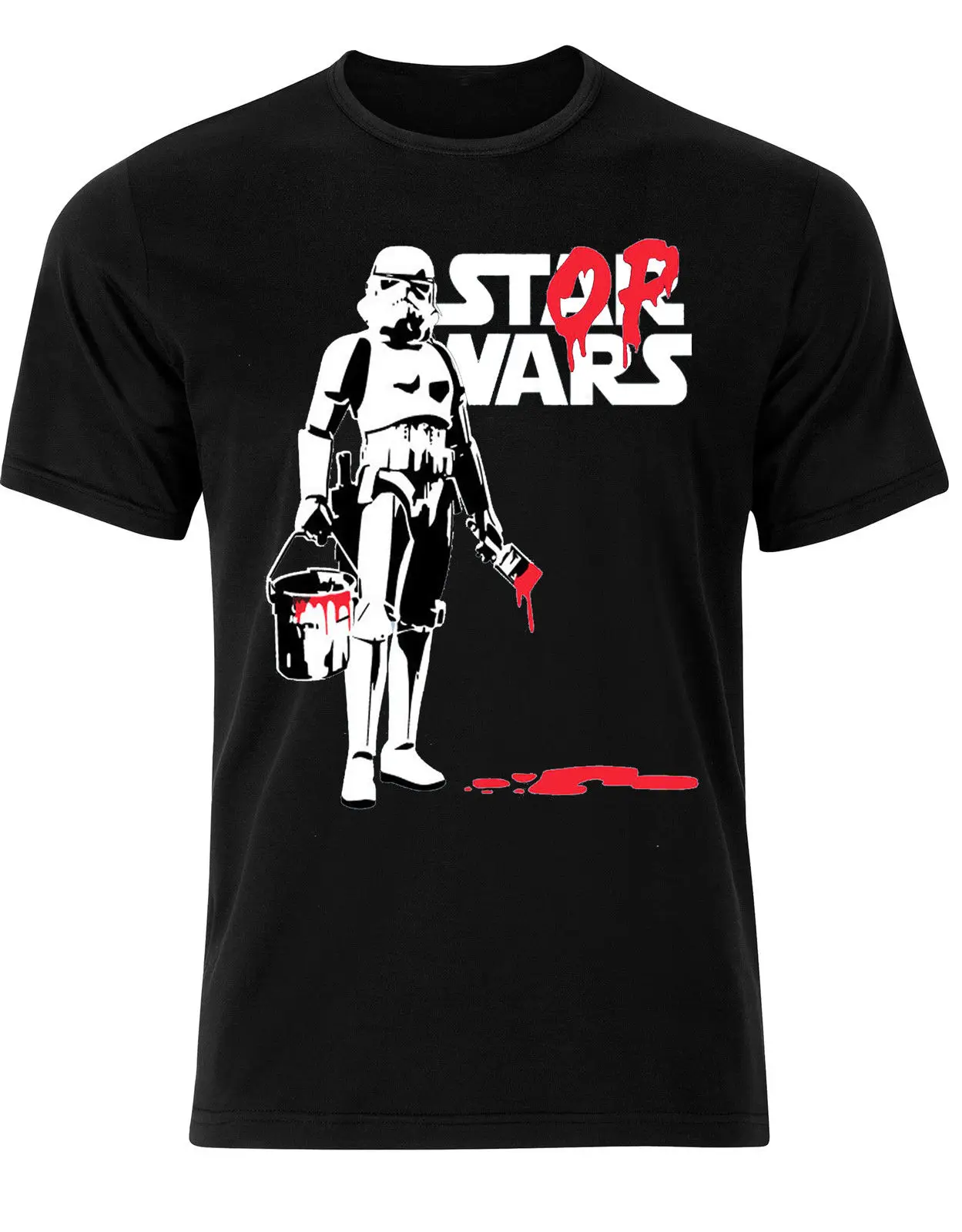 

2019 New Short Stormtrouper Bansky' STOP WARS ' STAR PARODIA Polictical Maglietta Da Uomo Short Tee100% CottonSummer Tee Shirt