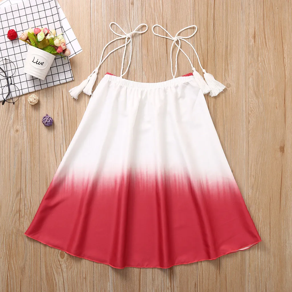 

2019 Kids Clothes Girls Dress Newborn Baby Clothing Summer Sleeveless Splice Gradient Print Girl Beach Sundress 1 2 3 Years