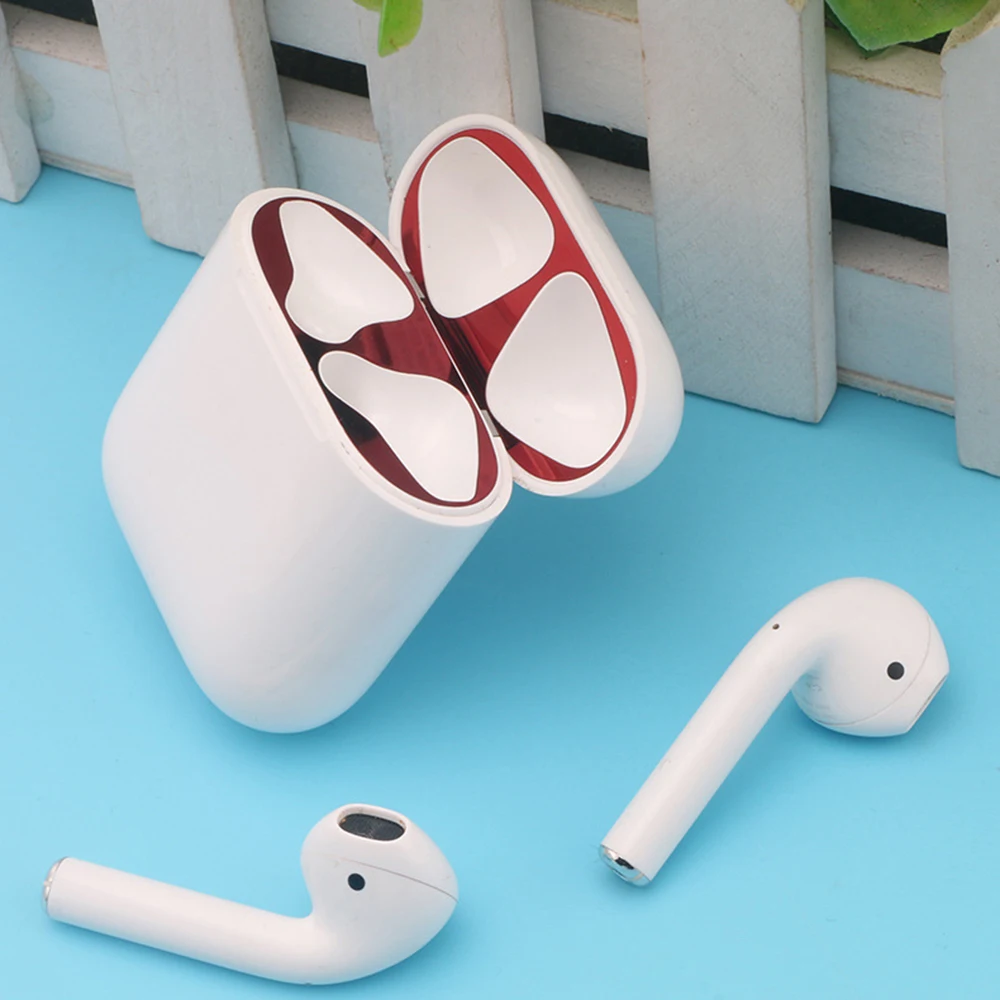 Для Apple AirPods 2 металлическая Пылезащитная Защитная Наклейка для наушников внутренняя Защитная крышка для Airpods 2 Пылезащитная наклейка