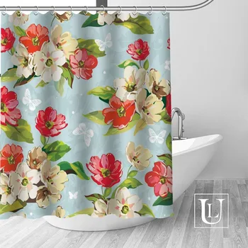 

Custom flower Shower curtain Multi size Shower curtain includes 12 Plastic Hooks Antibacterial Easy to Hang Shower curtain