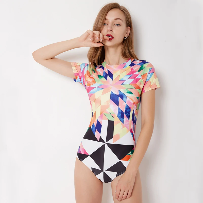 

2019 Surf Suit Women Swimwear One Piece Swimsuit Print Bodysuit Push Up Monokini Women Bathing Suit Swim Wear Beach Female XXL